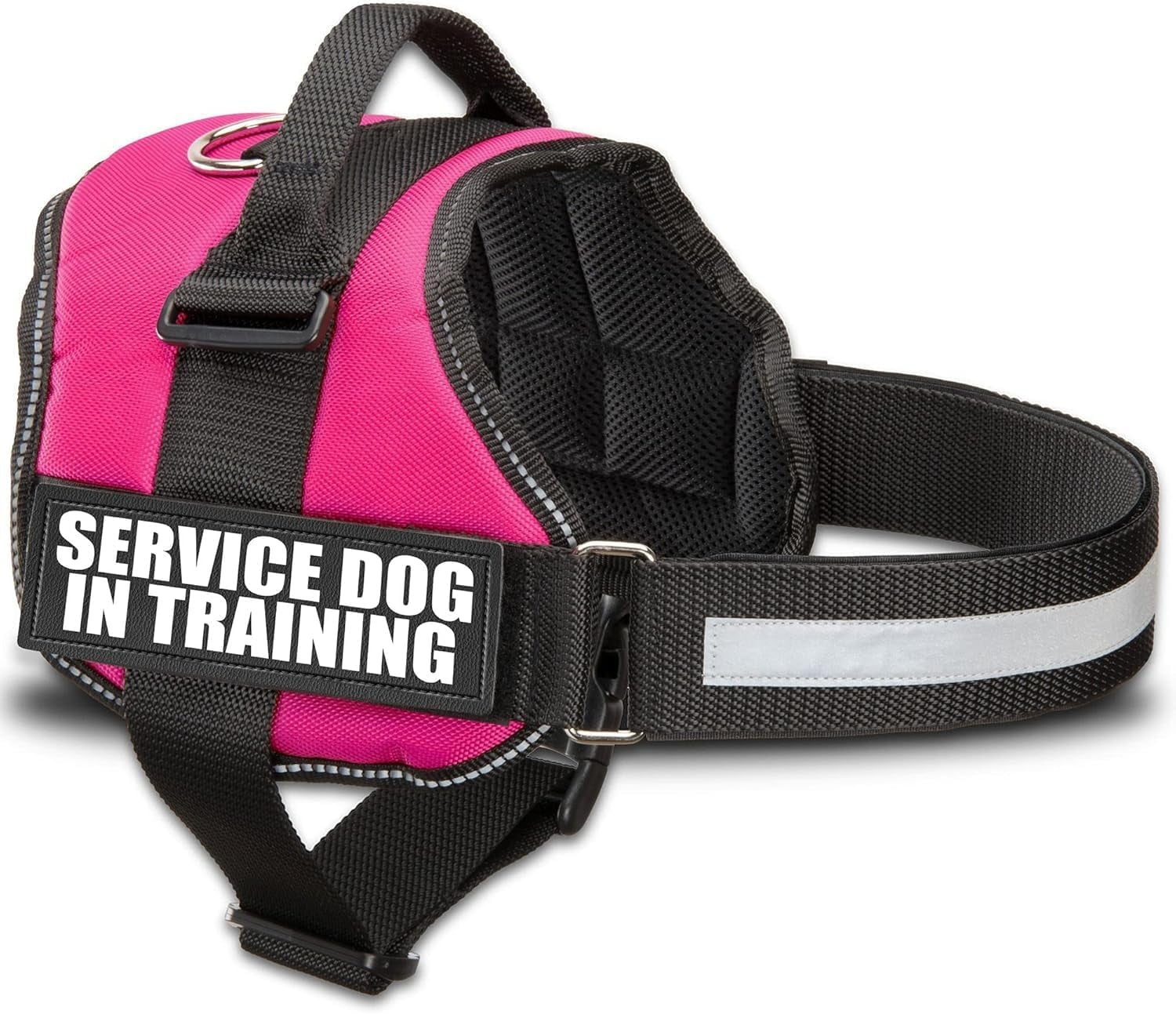 Service Dog in Training Vest Harness Small 19.5-25 in Pink | Durable & Adjustable Vest for Dog with Reflective Straps, Removable Patches, Handle & D-Ring, Travel and Daily Use